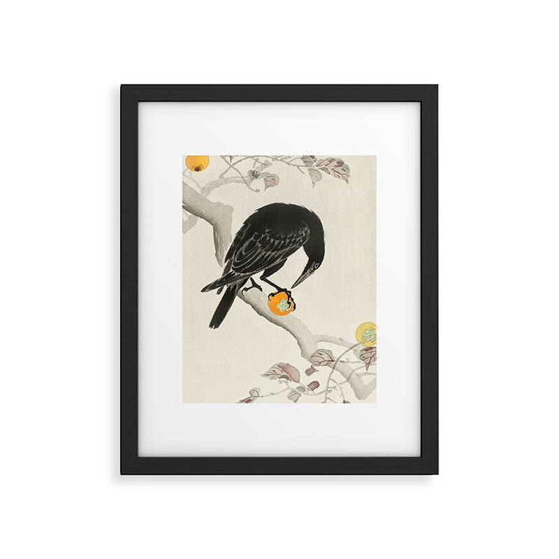 Crow eating persimmon Fruit - Vintage Japanese Woodblock Print Art Framed Art Print Gallery Image 5
