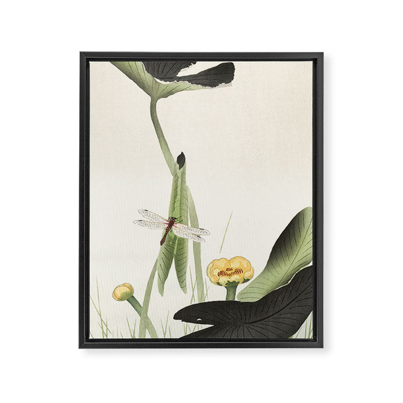 Dragonfly on Lotus Flower - Vintage Japanese woodblock print art Framed Canvas Print Gallery Image 6