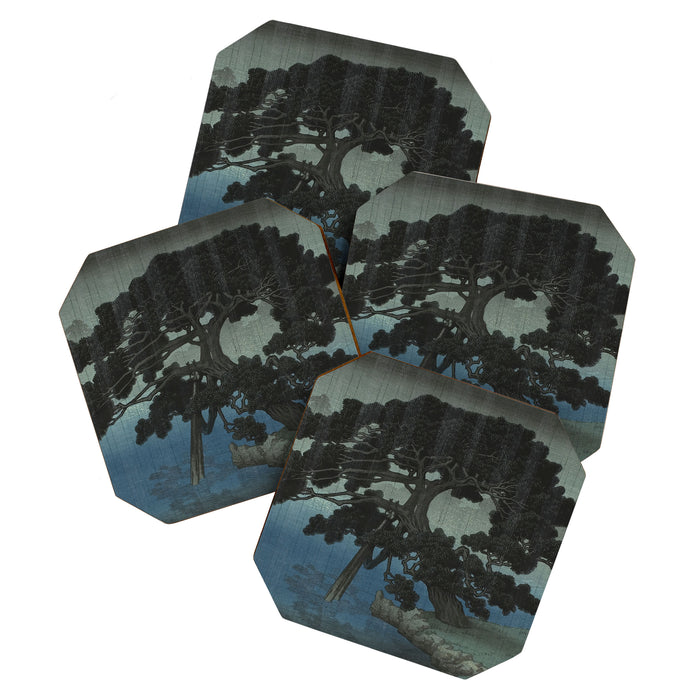 Hasui Kawase, Ancient Pine Tree At Shiba, Onshi Park - Vintage Japanese Woodblock Print Art Coaster Gallery Image 1