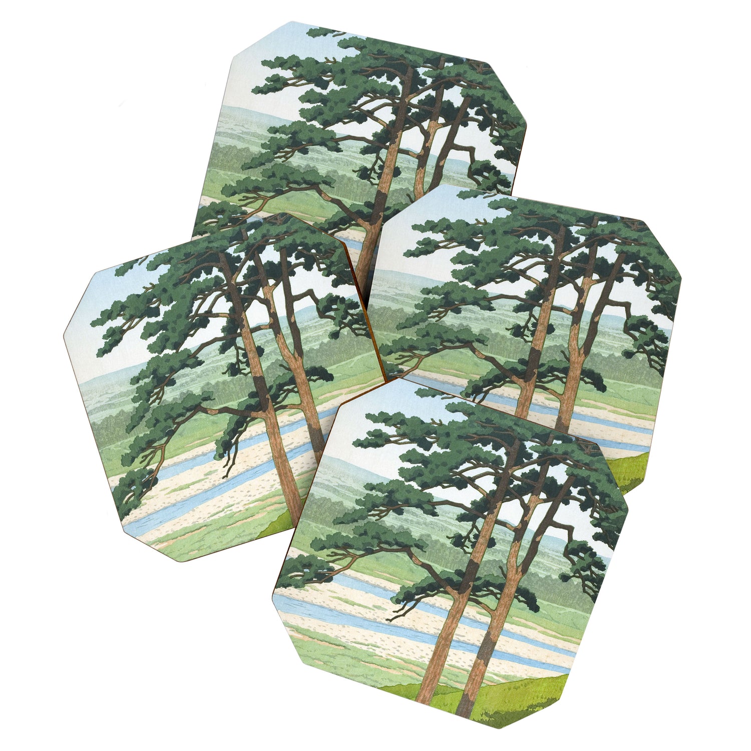 Hasui Kawase, Ruins Of Takiyama Castle, Tokyo - Vintage Japanese Woodblock Print Art Coaster Gallery Image 1