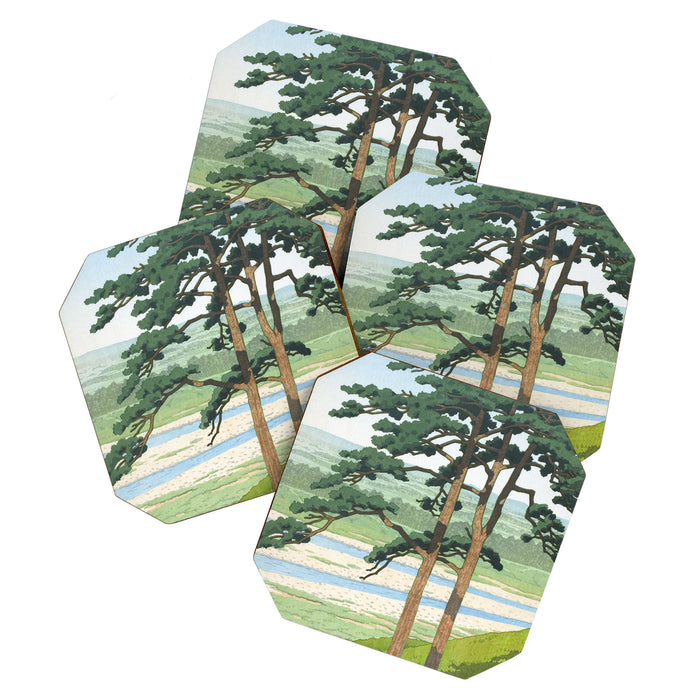 Hasui Kawase, Ruins Of Takiyama Castle, Tokyo - Vintage Japanese Woodblock Print Art Coaster Gallery Image 1