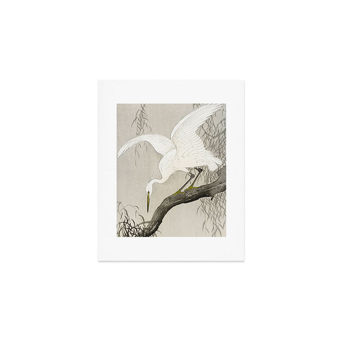 Heron sitting on a tree  - Vintage Japanese Woodblock Print Art Art Print Gallery Image 1