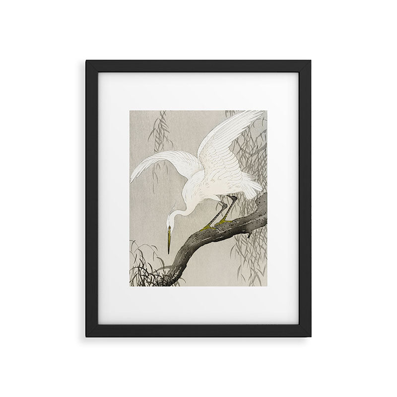 Heron sitting on a tree  - Vintage Japanese Woodblock Print Art Framed Art Print Gallery Image 5