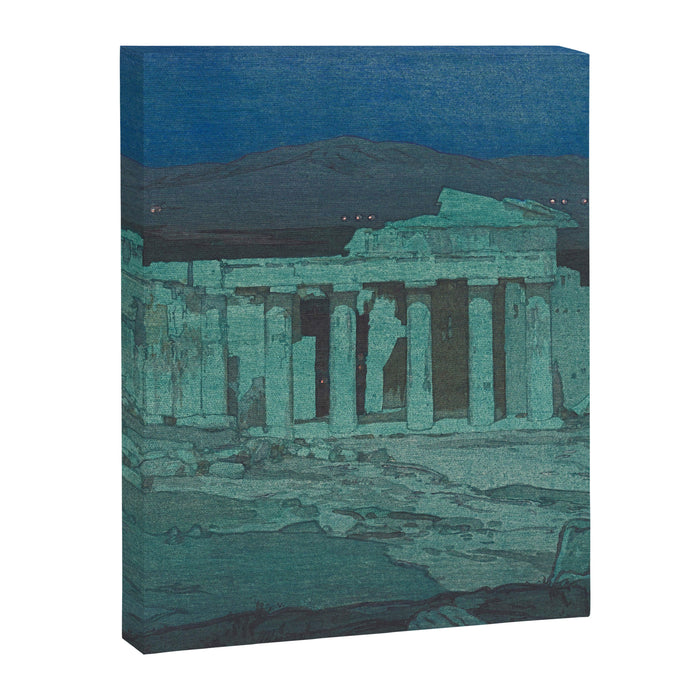 Hiroshi Yoshida, Acropolis Ruins, Athens At Night - Vintage Japanese Woodblock Print Art Canvas Print Gallery Image 1