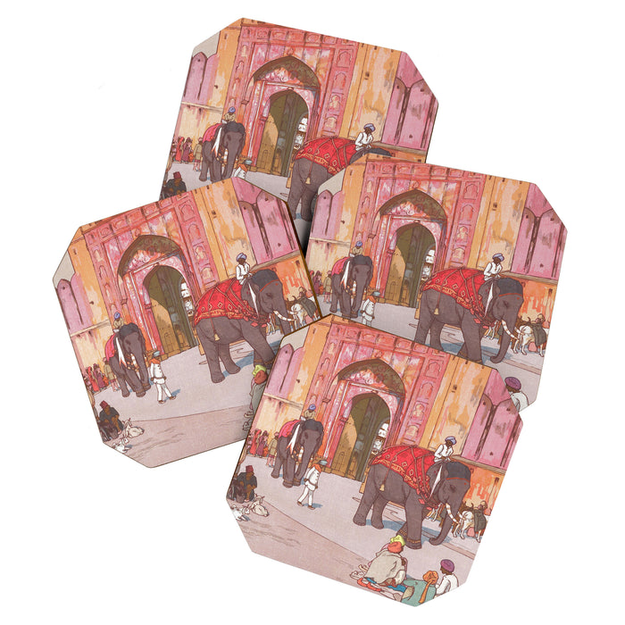 Hiroshi Yoshida, Ajmer Gate, Jaipur, India - Vintage Japanese Woodblock Print Art Coaster Gallery Image 1