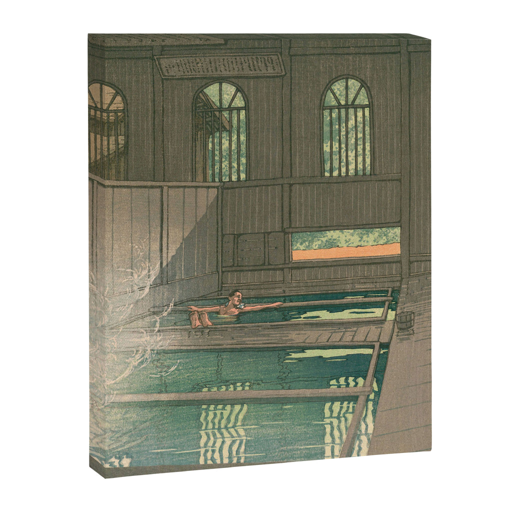 Hoshi Onsen Hot Spa - Vintage Japanese Woodblock Print Art By Hasui Kawase Canvas Print Gallery Image 6