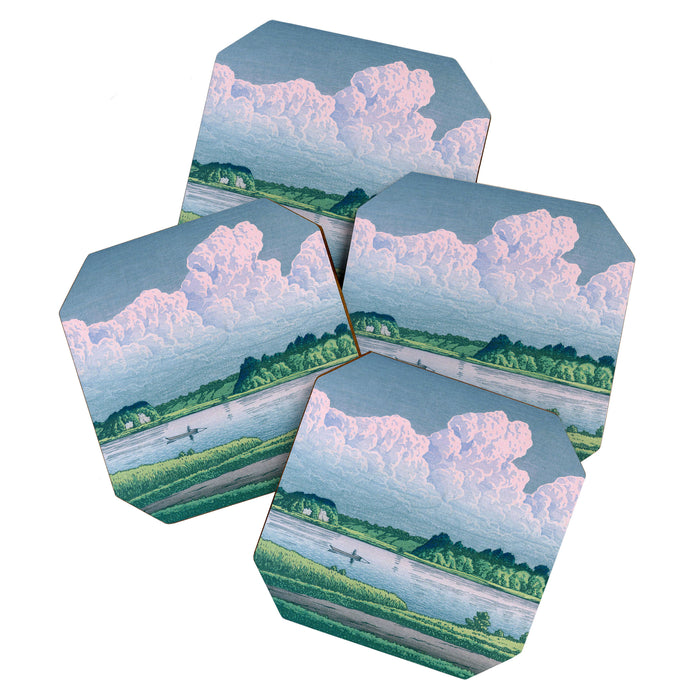 Kawase Hasui, Clouds Over Teganuma Lake - Vintage Japanese Woodblock Print Coaster Gallery Image 1