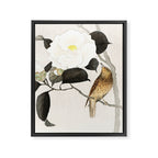 Nightingale on a flowering Camellia - Japanese vintage woodblock print art Framed Canvas Print Gallery Image 6