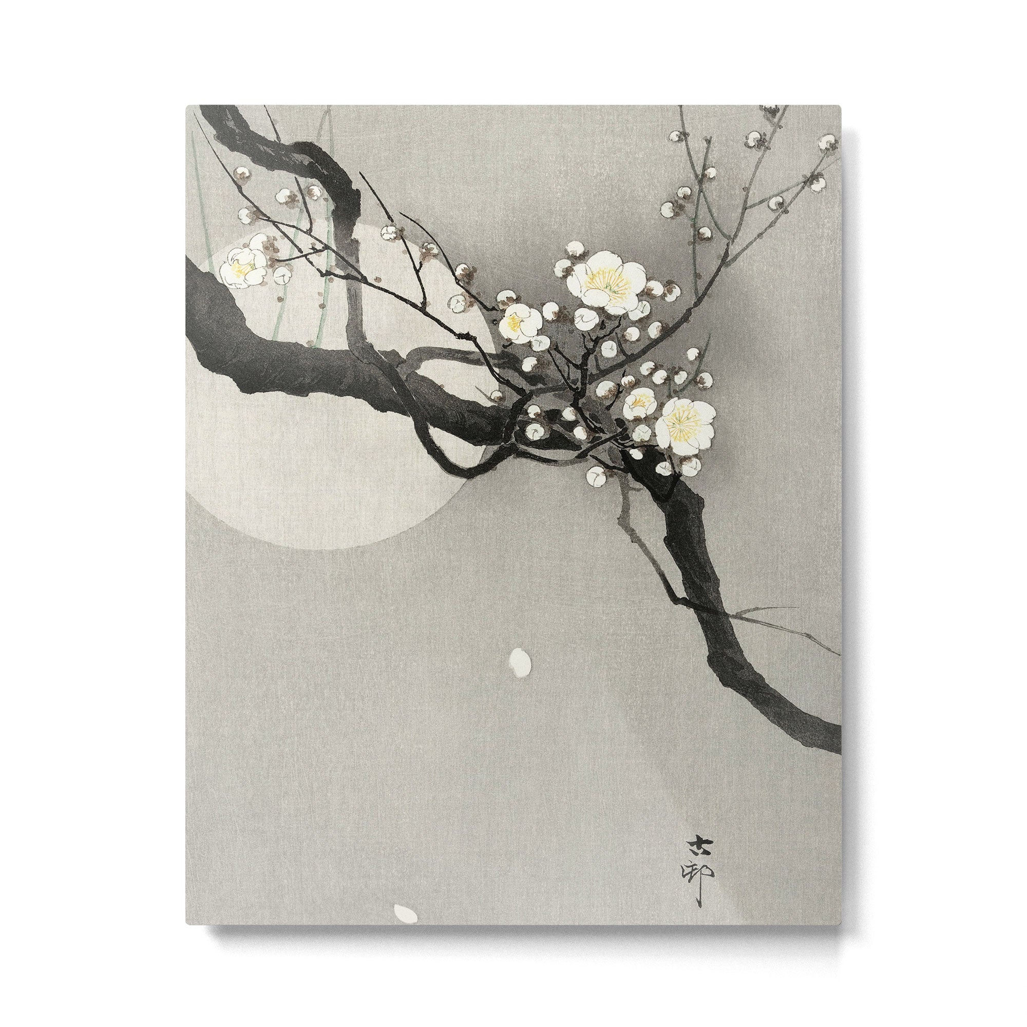 Ohara Koson, Blossoming Tree And Full Moon - Vintage Japanese Woodblock Print Metal Print Gallery Image 4