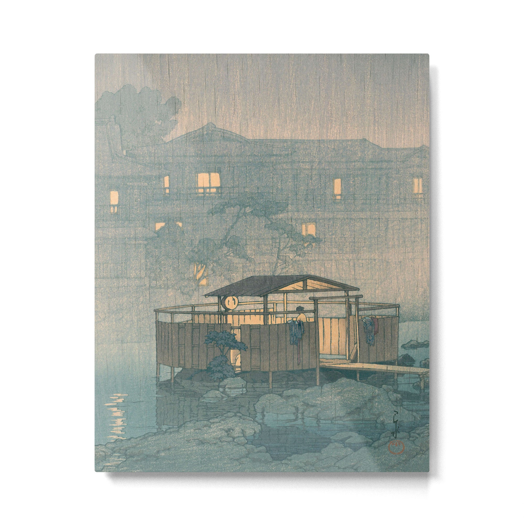 Rain At Shuzenji, Izu - Vintage Japanese Woodblock Print Art By Hasui Kawase Metal Print Gallery Image 4