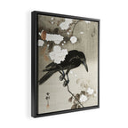 Raven on Cherry tree - Japanese vintage woodblock print Framed Canvas Print Gallery Image 2