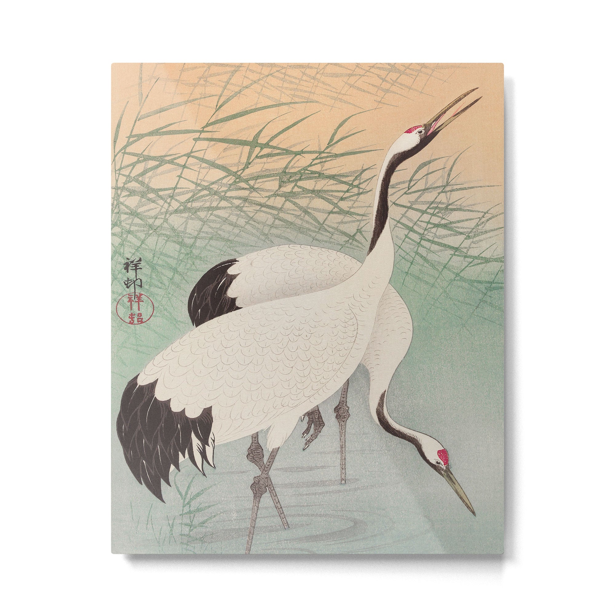 Two cranes in the lake - Japanese vintage woodblock print Metal Print Gallery Image 4