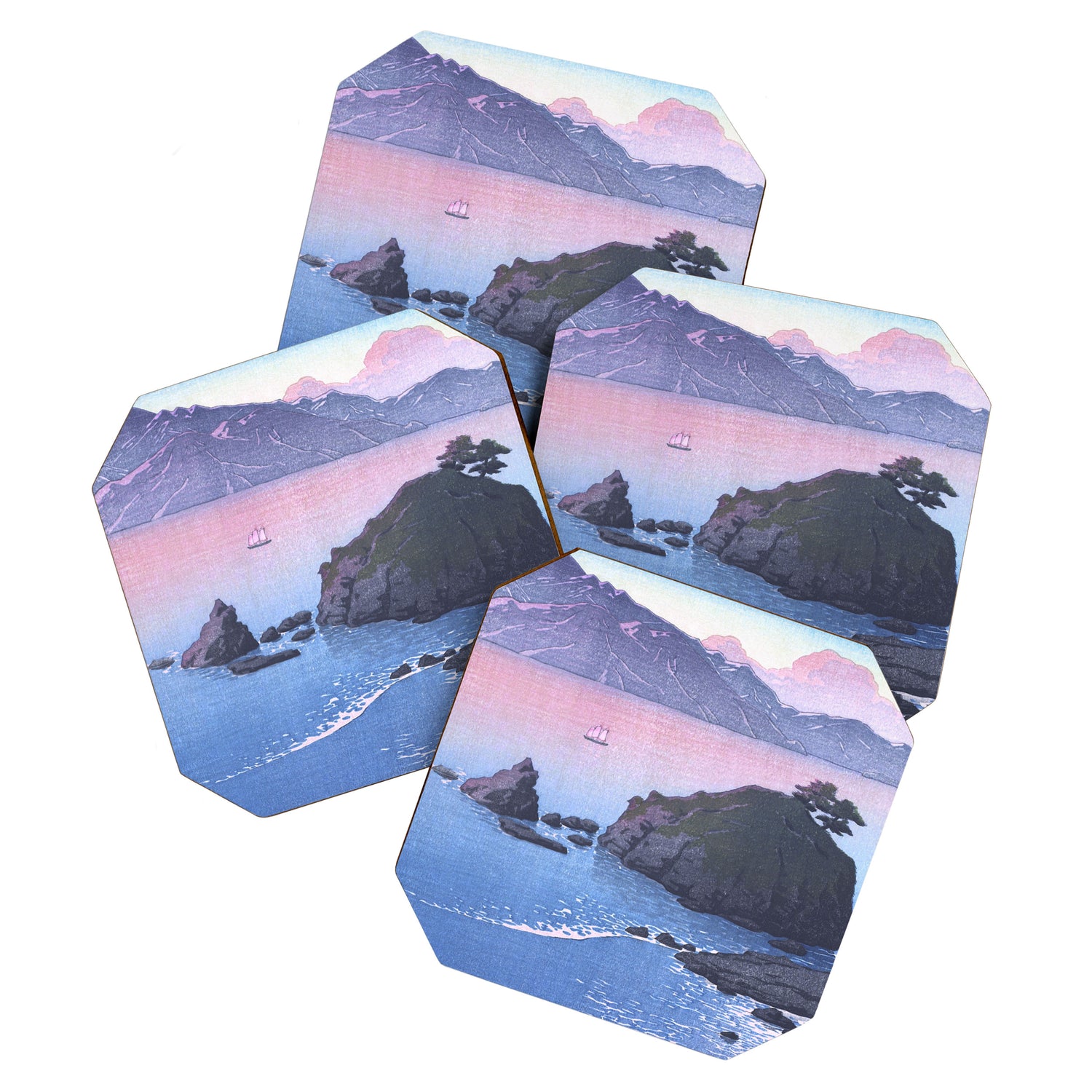 Vintage Japanese Woodblock Print Art - Kude Beach In Wakasa By Hasui Kawase Coaster Gallery Image 1