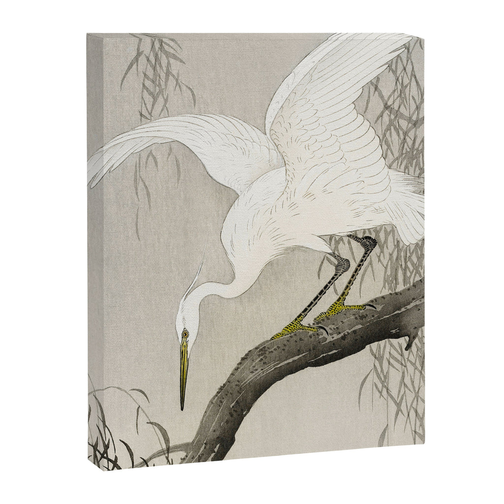 White Heron Sitting On A Tree Branch - Vintage Japanese Woodblock Print Art Canvas Print Gallery Image 6