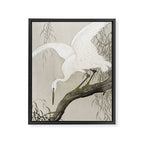 White Heron Sitting On A Tree Branch - Vintage Japanese Woodblock Print Art Framed Canvas Print Gallery Image 6