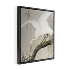White Heron Sitting On A Tree Branch - Vintage Japanese Woodblock Print Art Framed Canvas Print Gallery Image 2
