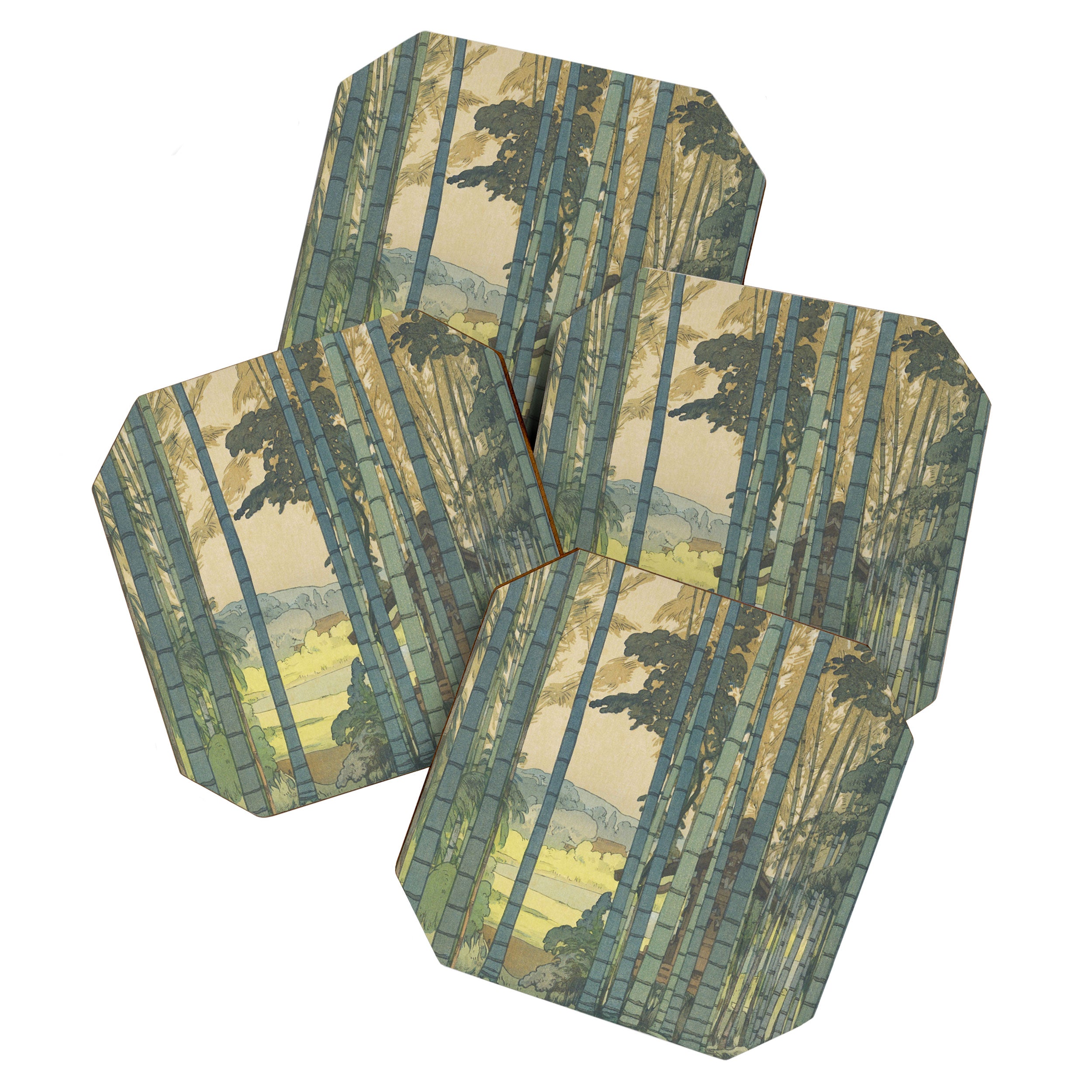 Yoshida Hiroshi, Bamboo Grove - Vintage Japanese Woodblock Print Art Coaster Gallery Image 1