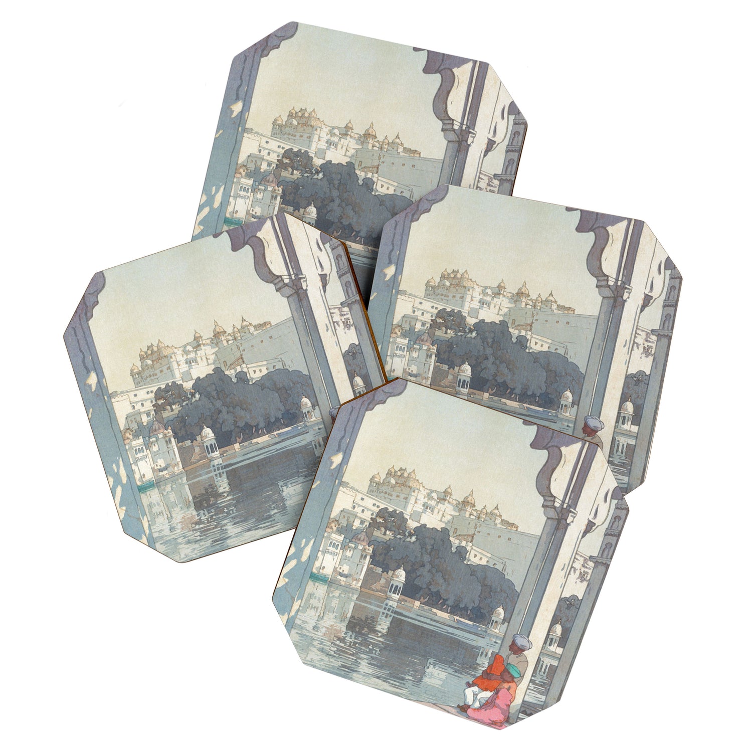 Yoshida Hiroshi, City Palace Udaipur - Vintage Japanese Woodblock Print Art Coaster Gallery Image 1