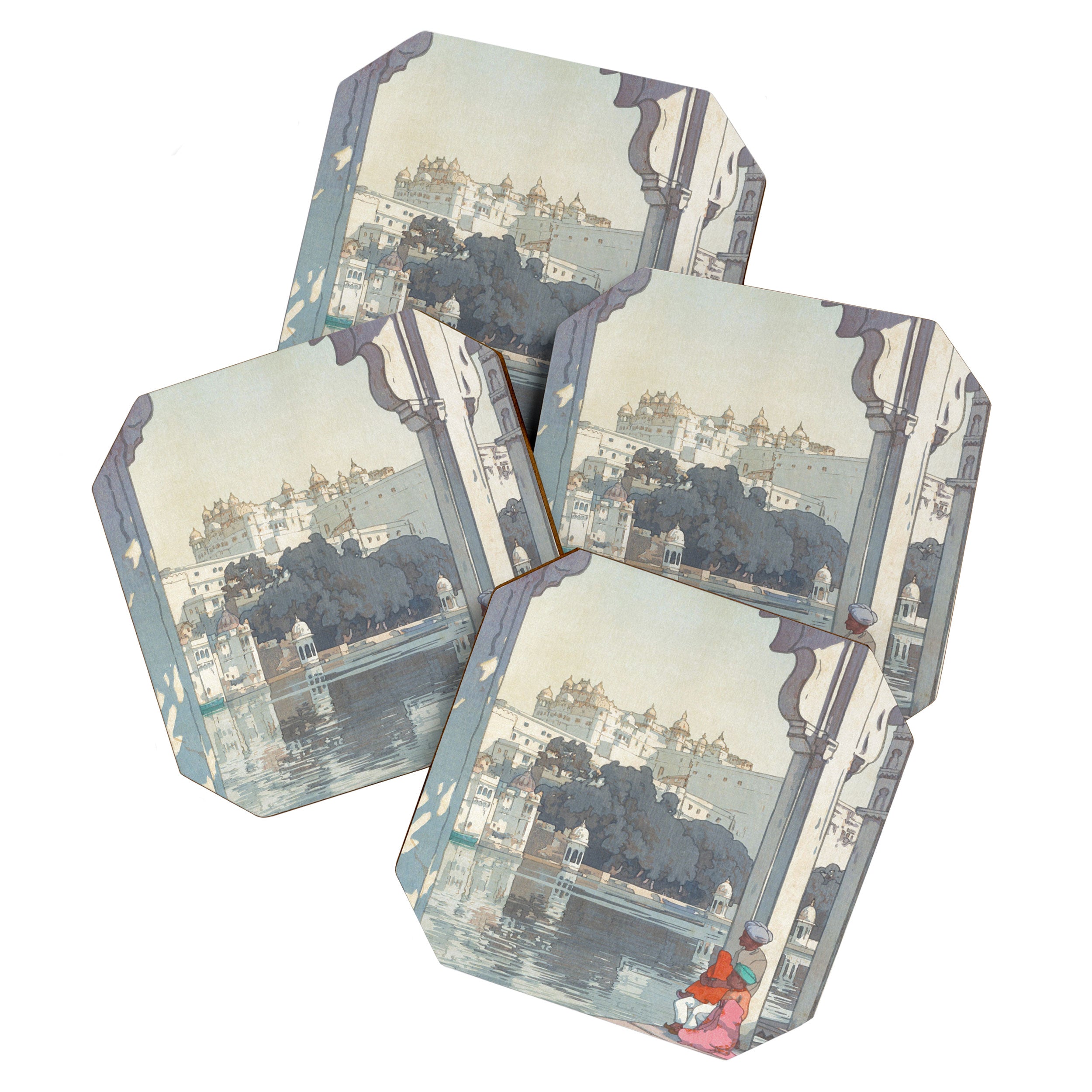 Yoshida Hiroshi, City Palace Udaipur - Vintage Japanese Woodblock Print Art Coaster Gallery Image 1