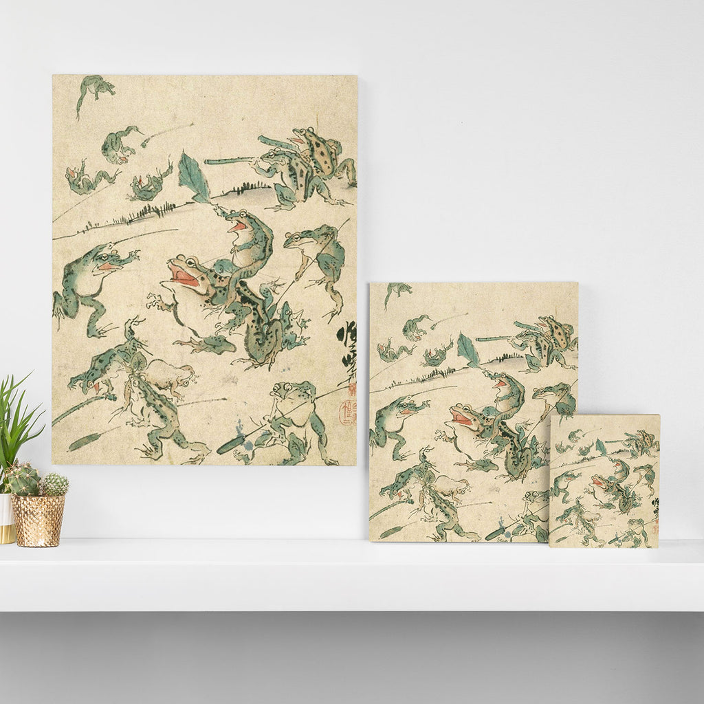 Battle Of The Frogs - Kawanabe Kyosai Canvas Print Gallery Image 3