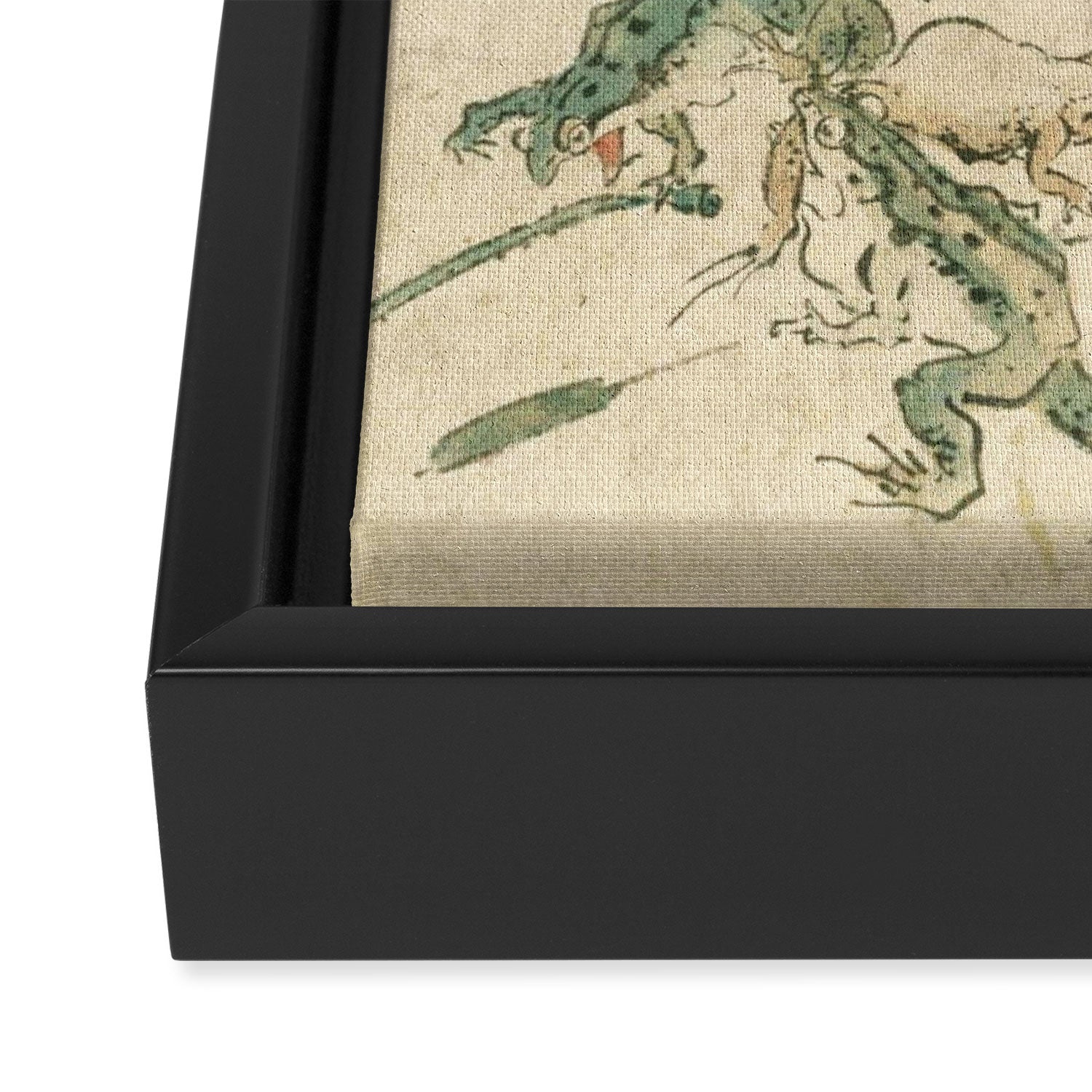 Battle Of The Frogs - Kawanabe Kyosai Framed Canvas Print Gallery Image 3