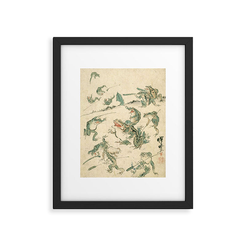 Battle Of The Frogs - Kawanabe Kyosai Framed Art Print Gallery Image 5
