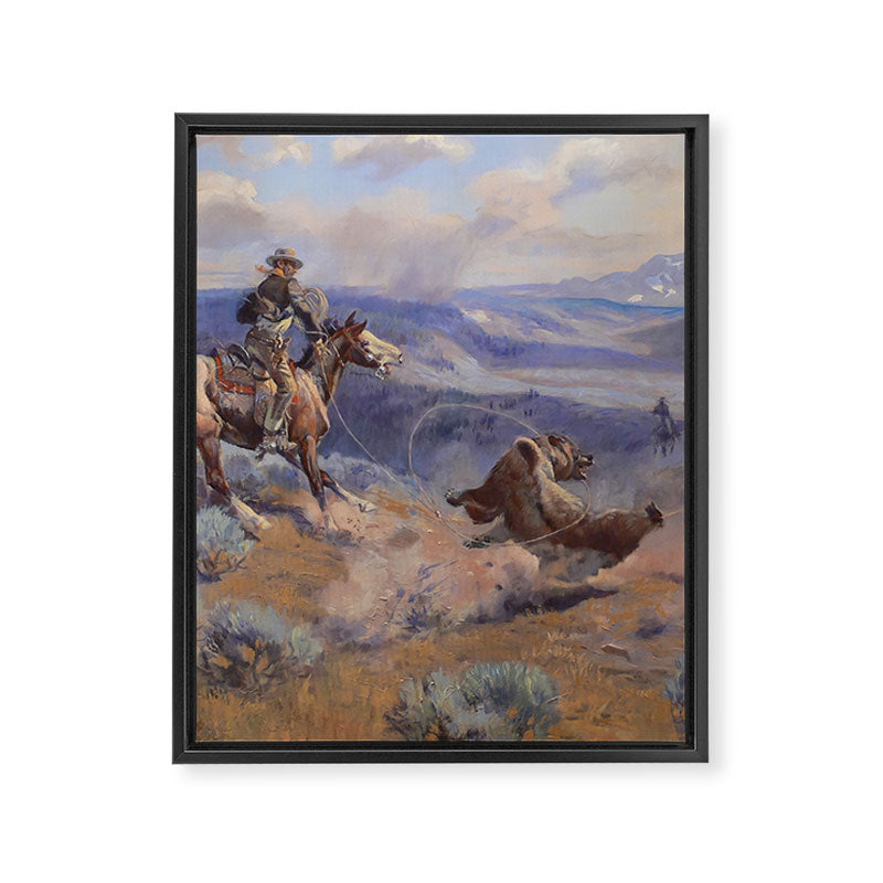 Charles Marion Russell - Loops And Swift Horses Framed Canvas Print Gallery Image 3