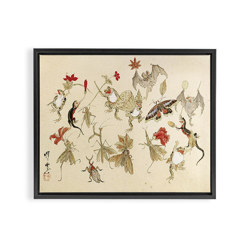 Dancing Forest Of Frogs By Kawanabe Kyosai 1879 Framed Canvas Print Gallery Image 3