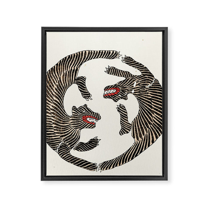 Japanese Tigers By Yatsuo No Tsubaki Framed Canvas Print Gallery Image 1