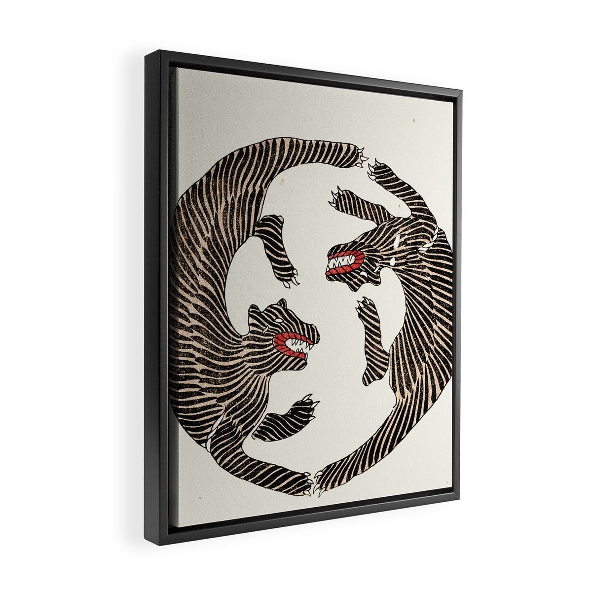 Japanese Tigers By Yatsuo No Tsubaki Framed Canvas Print Gallery Image 2