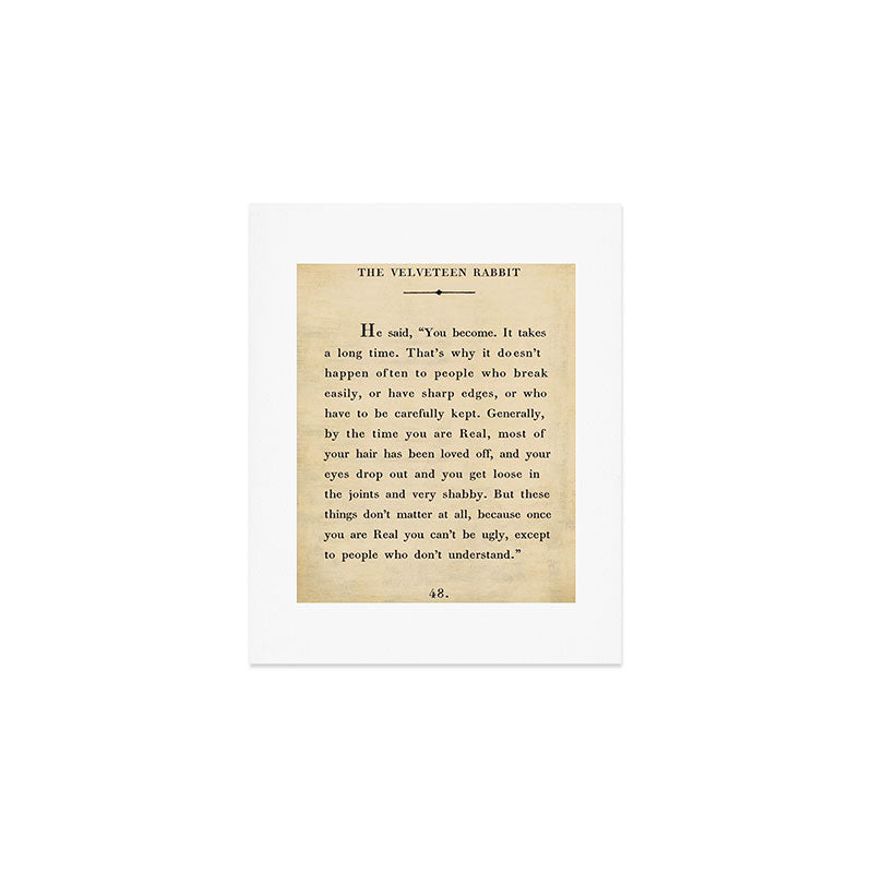 The Velveteen Rabbit Vintage Book Page Literary Quote Art Print Gallery Image 1