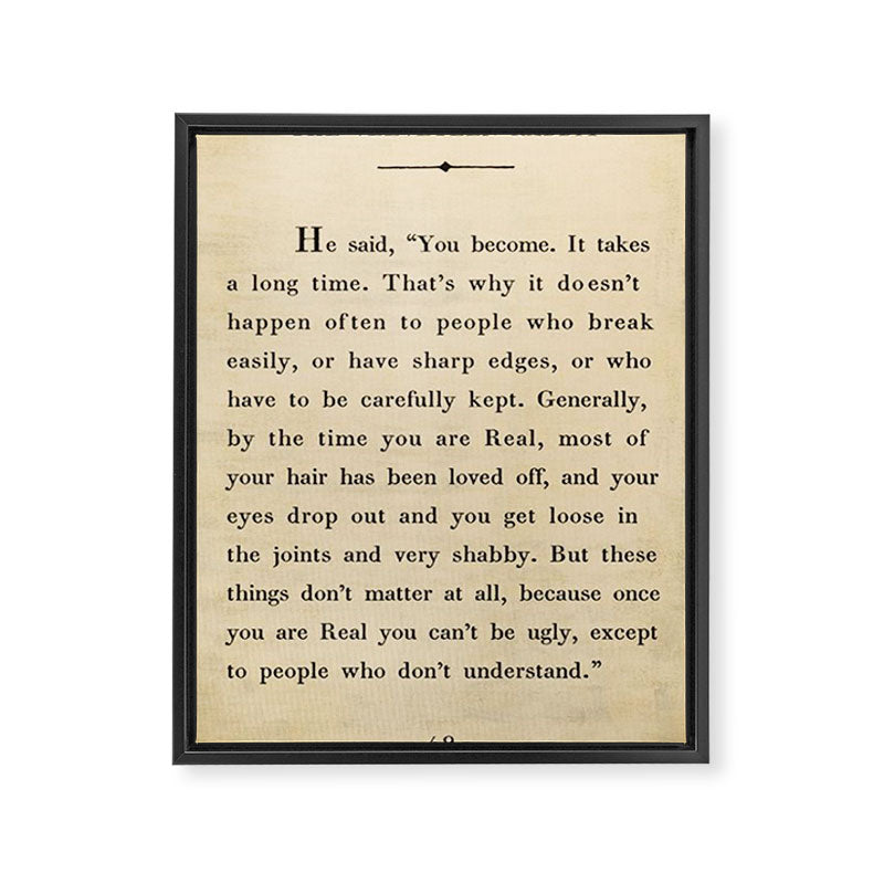 The Velveteen Rabbit Vintage Book Page Literary Quote Framed Canvas Print Gallery Image 3
