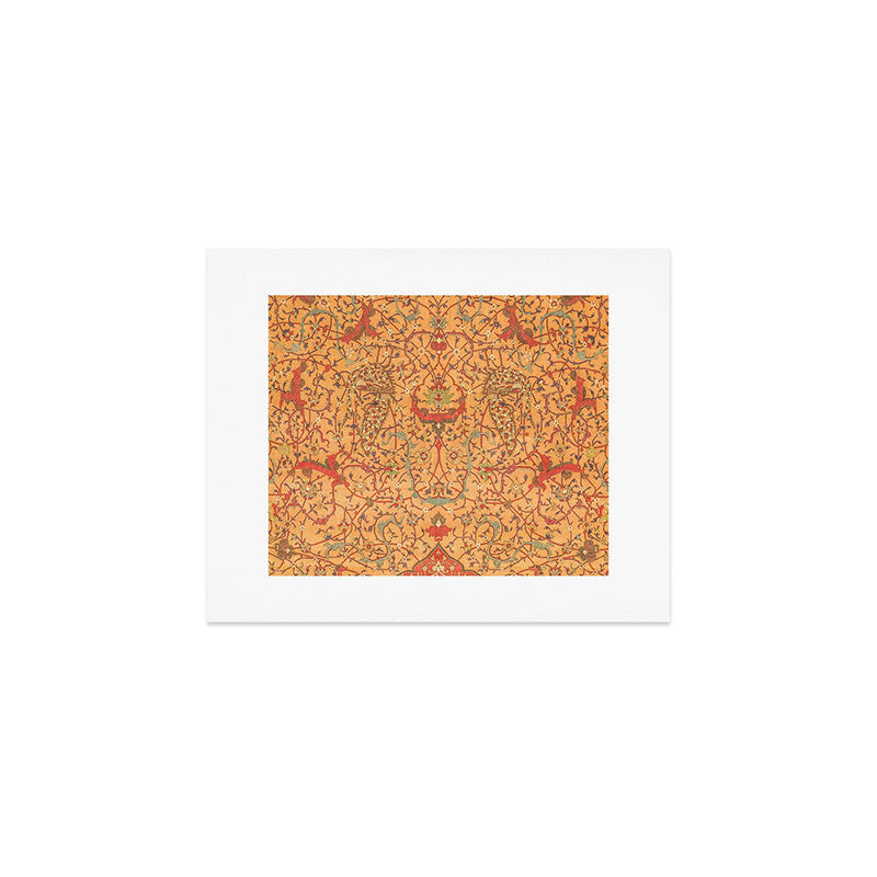Flowery Vines V // 16th Century Contemporary Red Blue Yellow Colorful Ornate Accent Rug Pattern Art Print Gallery Image 1