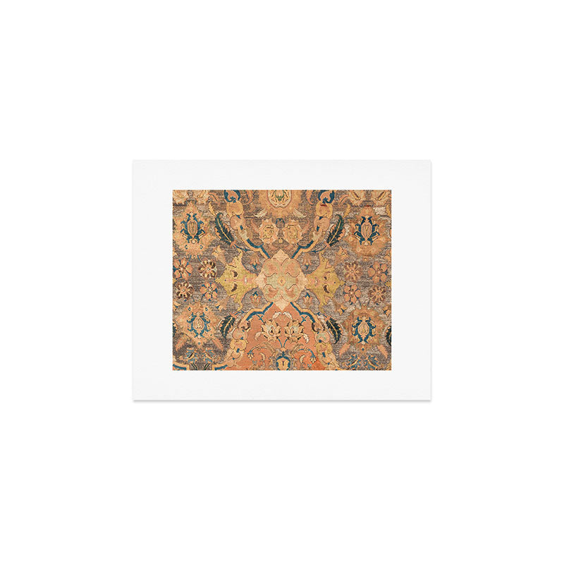 Persian Motif III // 17th Century Ornate Rose Gold Silver Royal Blue Yellow Flowery Accent Rug Patte Art Print Gallery Image 1