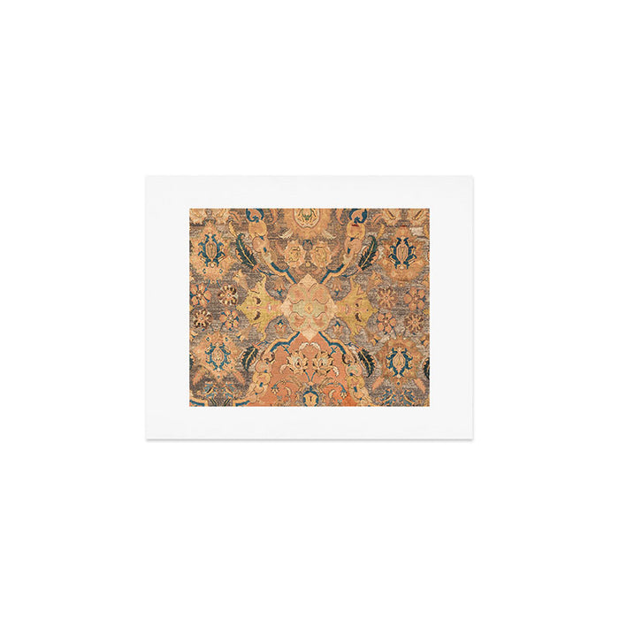 Persian Motif III // 17th Century Ornate Rose Gold Silver Royal Blue Yellow Flowery Accent Rug Patte Art Print Gallery Image 1