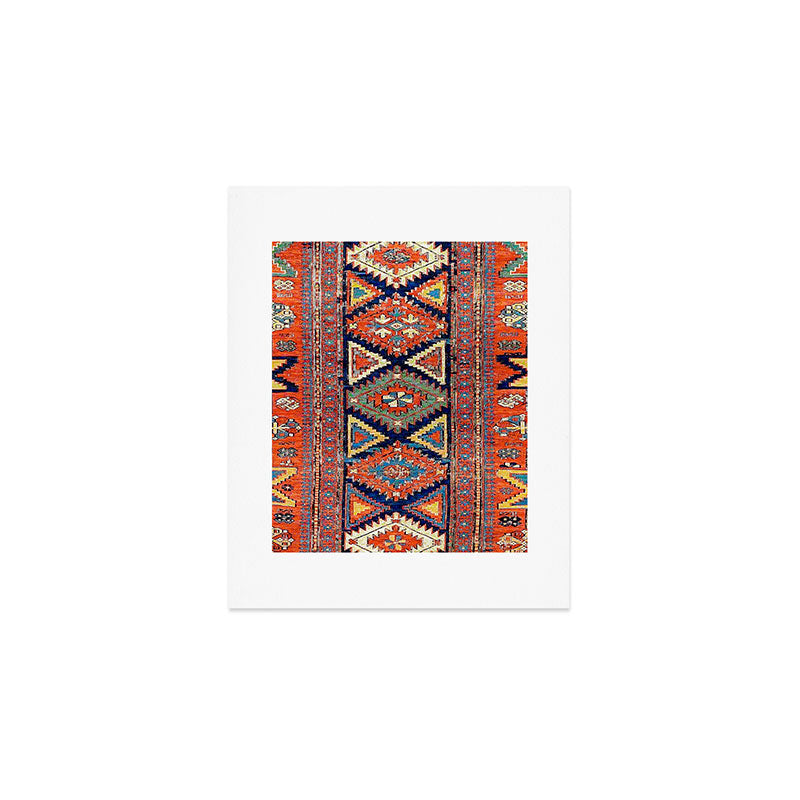 Southwestern Farmhouse II // 19th Century Colorful Red Yellow Blue Green Aztec Farm Stars Pattern Art Print Gallery Image 1