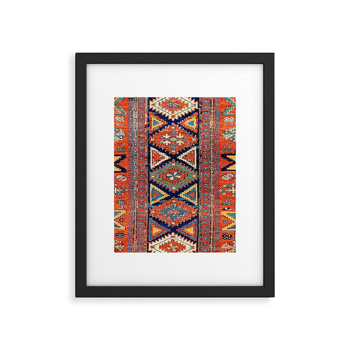 Southwestern Farmhouse II // 19th Century Colorful Red Yellow Blue Green Aztec Farm Stars Pattern Framed Art Print Gallery Image 1