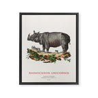Indian Rhino Retro Art Framed Canvas Print Gallery Image 6