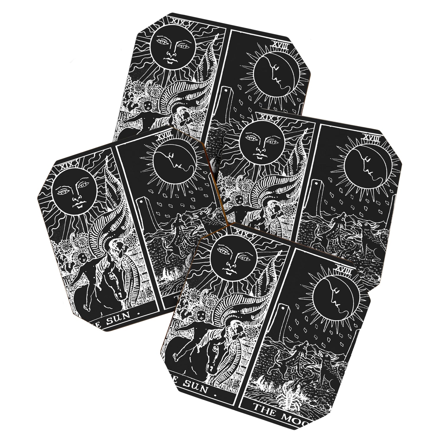 The Sun and Moon Tarot Cards | Obsidian & Pearl Coaster Gallery Image 1
