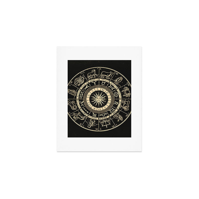 Vintage Zodiac & Astrology Chart | Charcoal & Gold Art Print Gallery Image 1