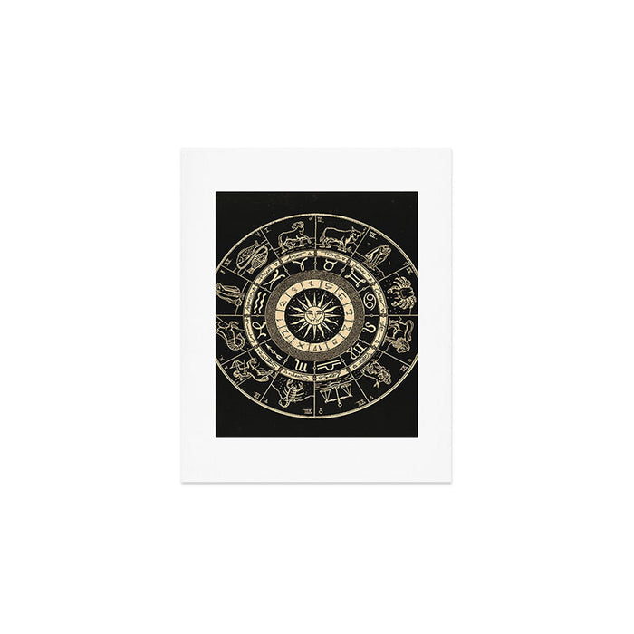 Vintage Zodiac & Astrology Chart | Charcoal & Gold Art Print Gallery Image 1