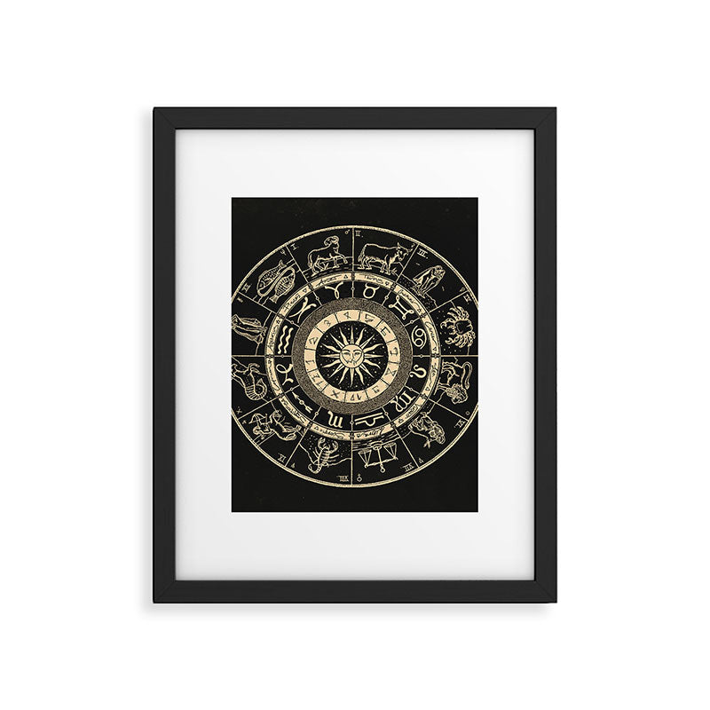 Vintage Zodiac & Astrology Chart | Charcoal & Gold Framed Art Print Gallery Image 6