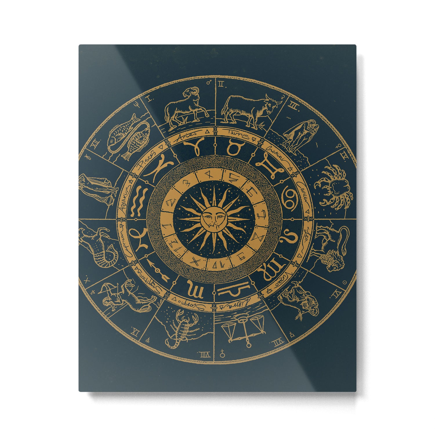 Vintage Zodiac & Astrology Chart | Royal Blue & Gold Metal Print Gallery Image 6