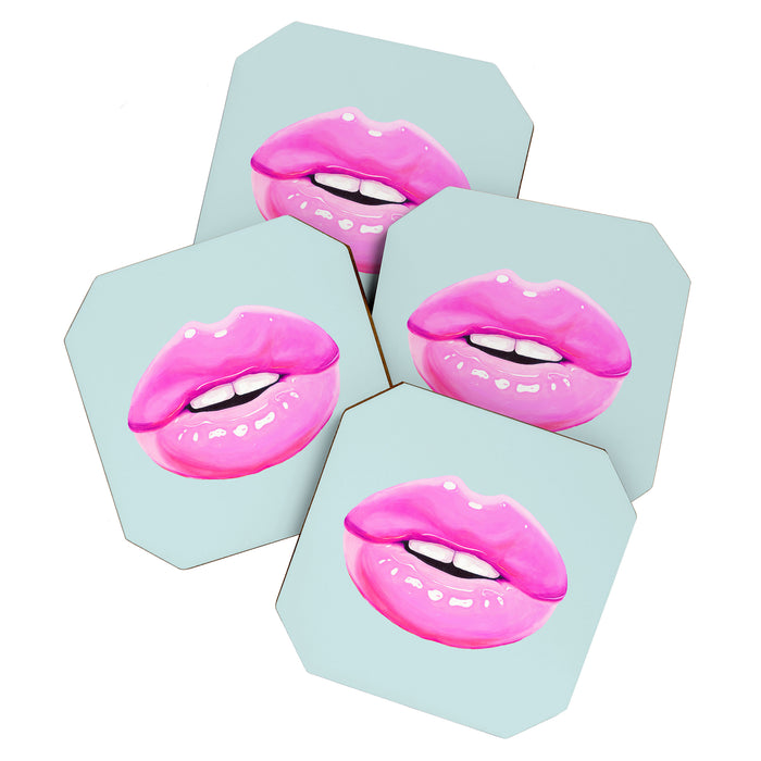 Fashion pink lips Coaster Gallery Image 1