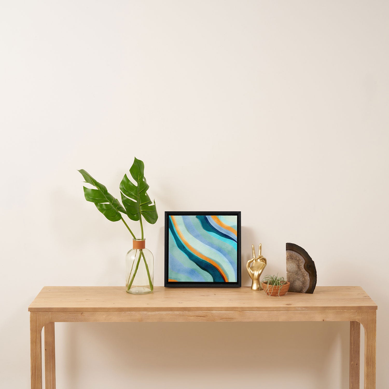 Abstract Blue Fluid Framed Canvas Print Gallery Image 3
