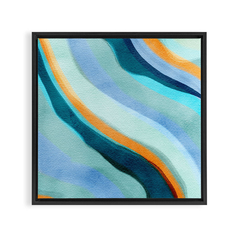 Abstract Blue Fluid Framed Canvas Print Gallery Image 3
