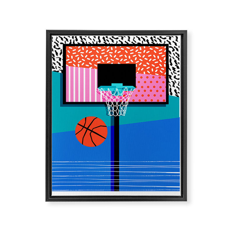 All Day - memphis art print, retro art print, 80s, basketball, basketball art print Framed Canvas Print Gallery Image 6