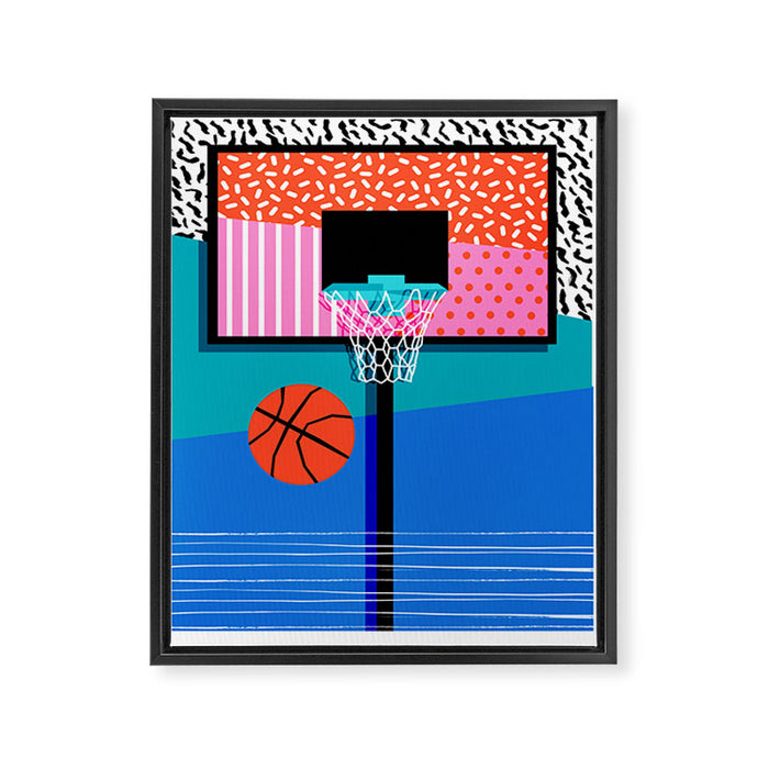 All Day - memphis art print, retro art print, 80s, basketball, basketball art print Framed Canvas Print Gallery Image 1