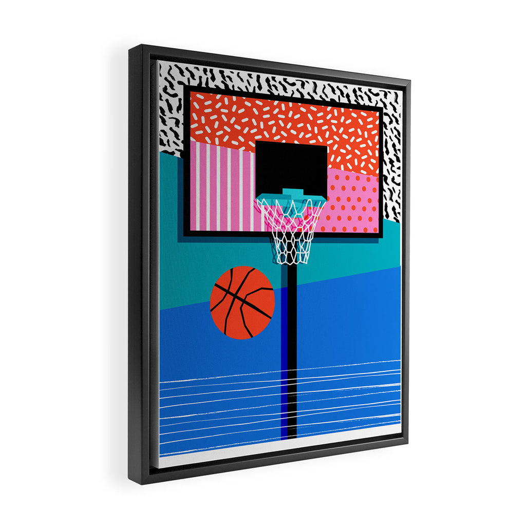 All Day - memphis art print, retro art print, 80s, basketball, basketball art print Framed Canvas Print Gallery Image 2