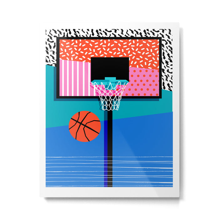 All Day - memphis art print, retro art print, 80s, basketball, basketball art print Metal Print Gallery Image 1